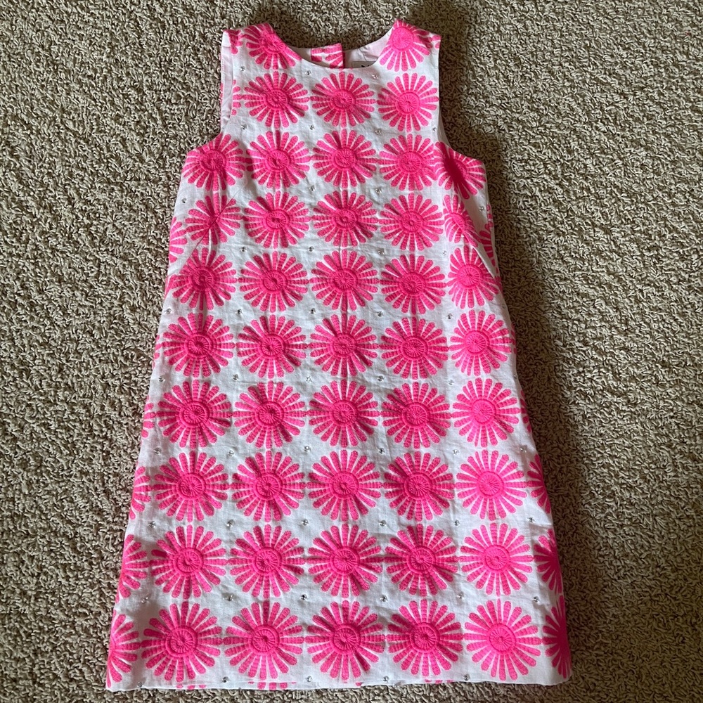 NWT Milly Minis Girls Linen Shift Dress W/ Rhinestones